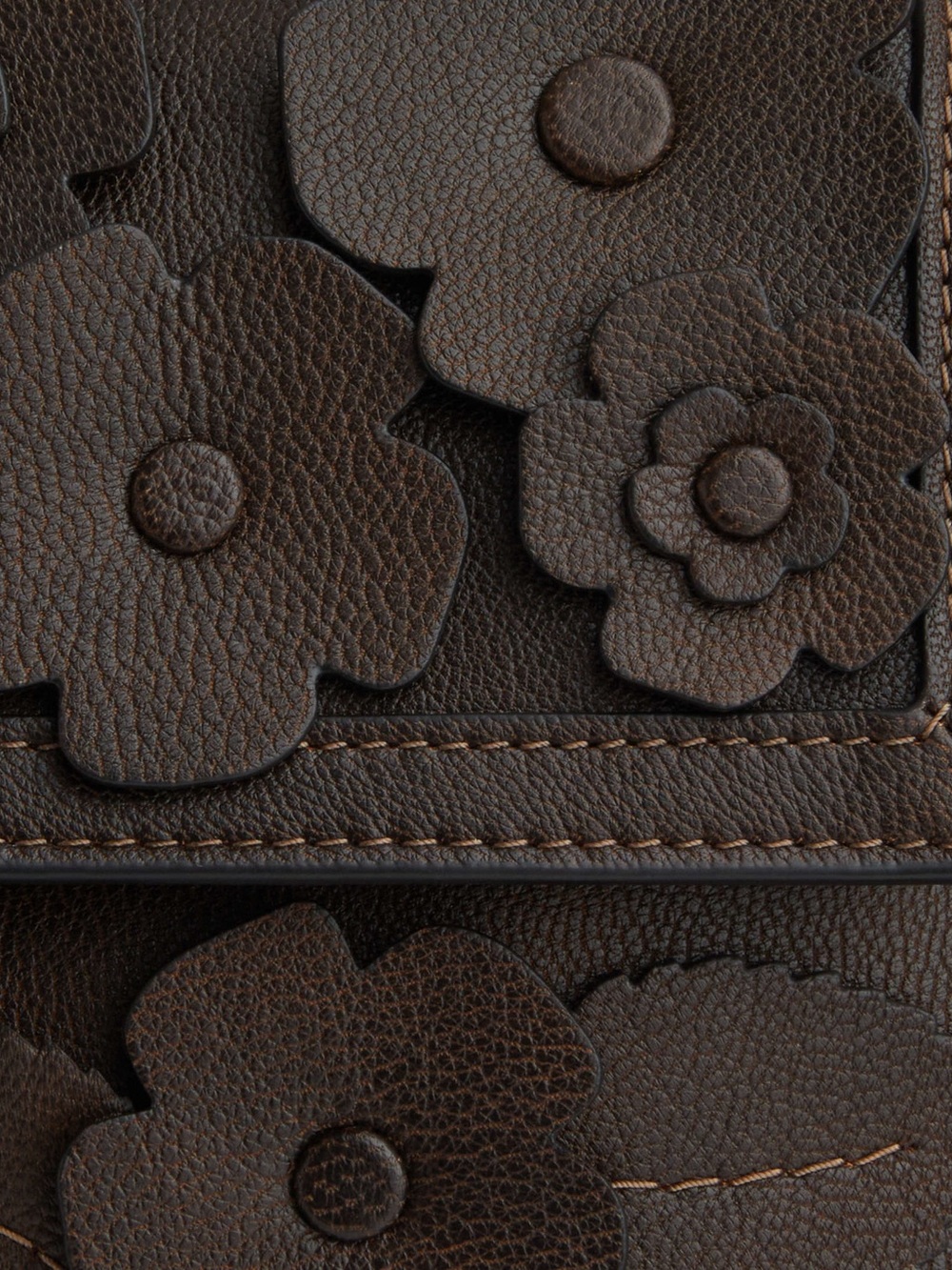 NWT Coach Etta Small Flap Shoulder Bag Floral Applique Maple Brown Crossbody - Picture 9 of 11
